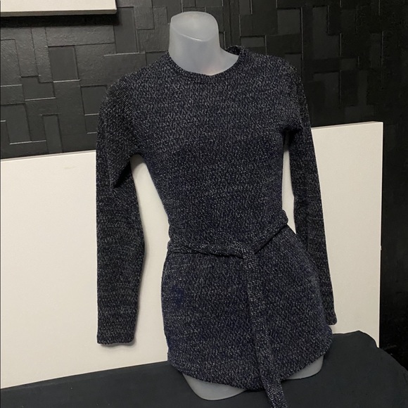 Dynamite Sweaters - Dynamite Navy Knit Waist Tie Tunic Sweater